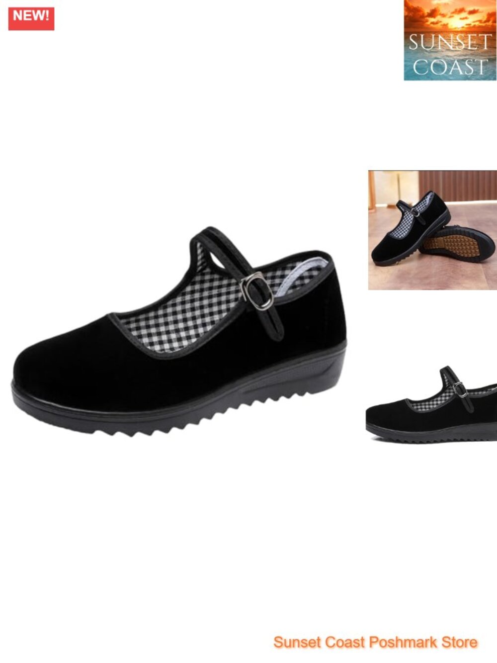 Women's Mary Jane Flats Fleece Texture Non Slip Comfortable Walking Shoes